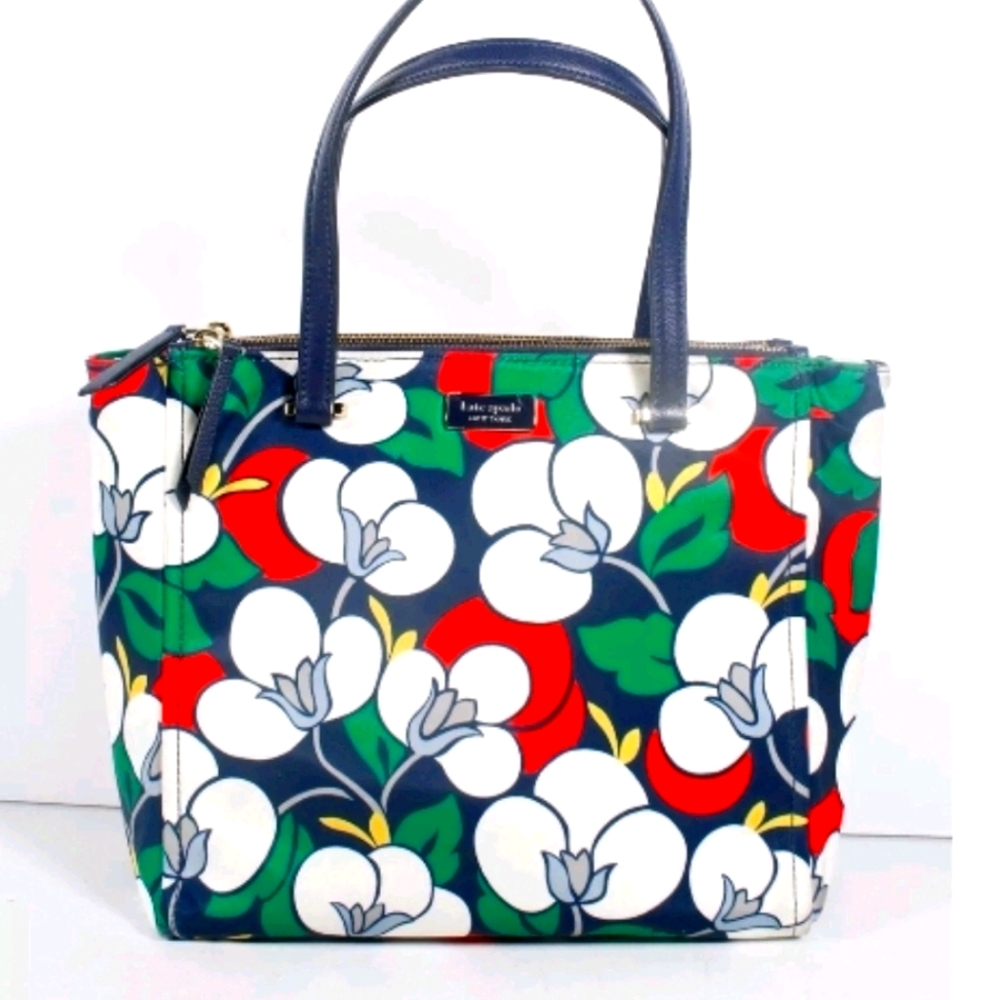 Kate Spade New York Red Green Floral Shoulder Tote